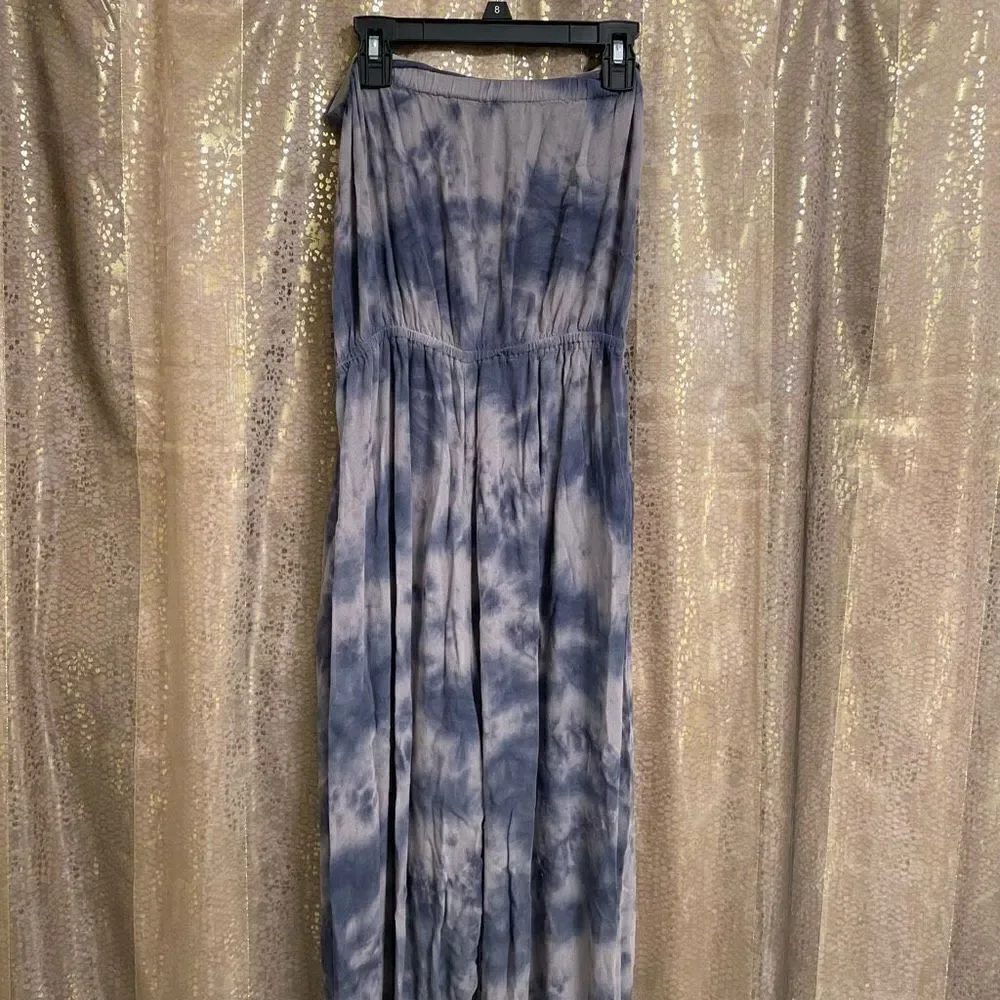Free People Just Float Gray Blue Strapless Tie Dye Jumpsuit Medium - Picture 4 of 11